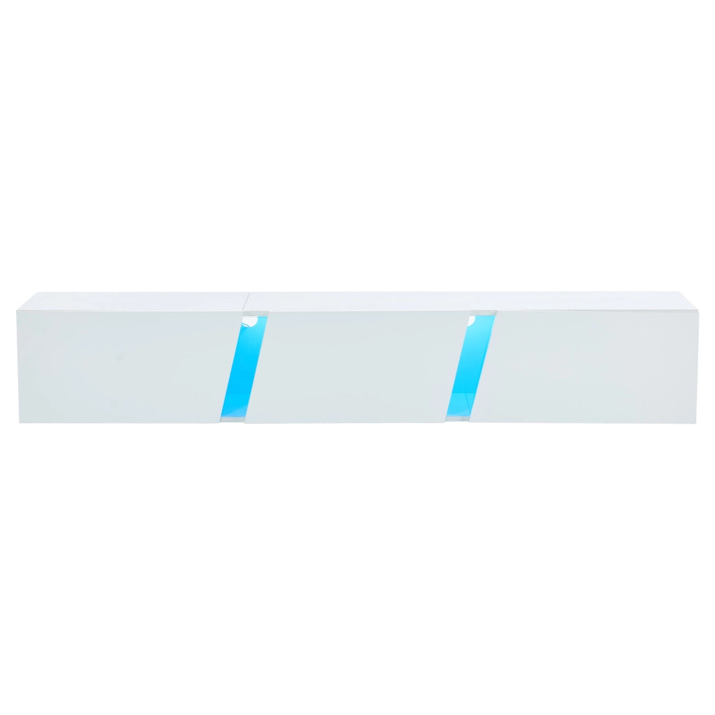 Mobile TV a Parete con LED ¨C MINIMAL ¨C Bianco Lucido, 3 Ante, 180x35x30 cm