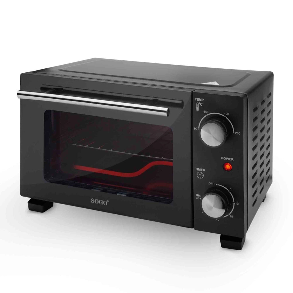 Forno tostapane elettrico 10 litri, 800W doppio vetro, timer 30 minuti, temperatura regolabile 90-230°C, pizza 23cm - SOGO