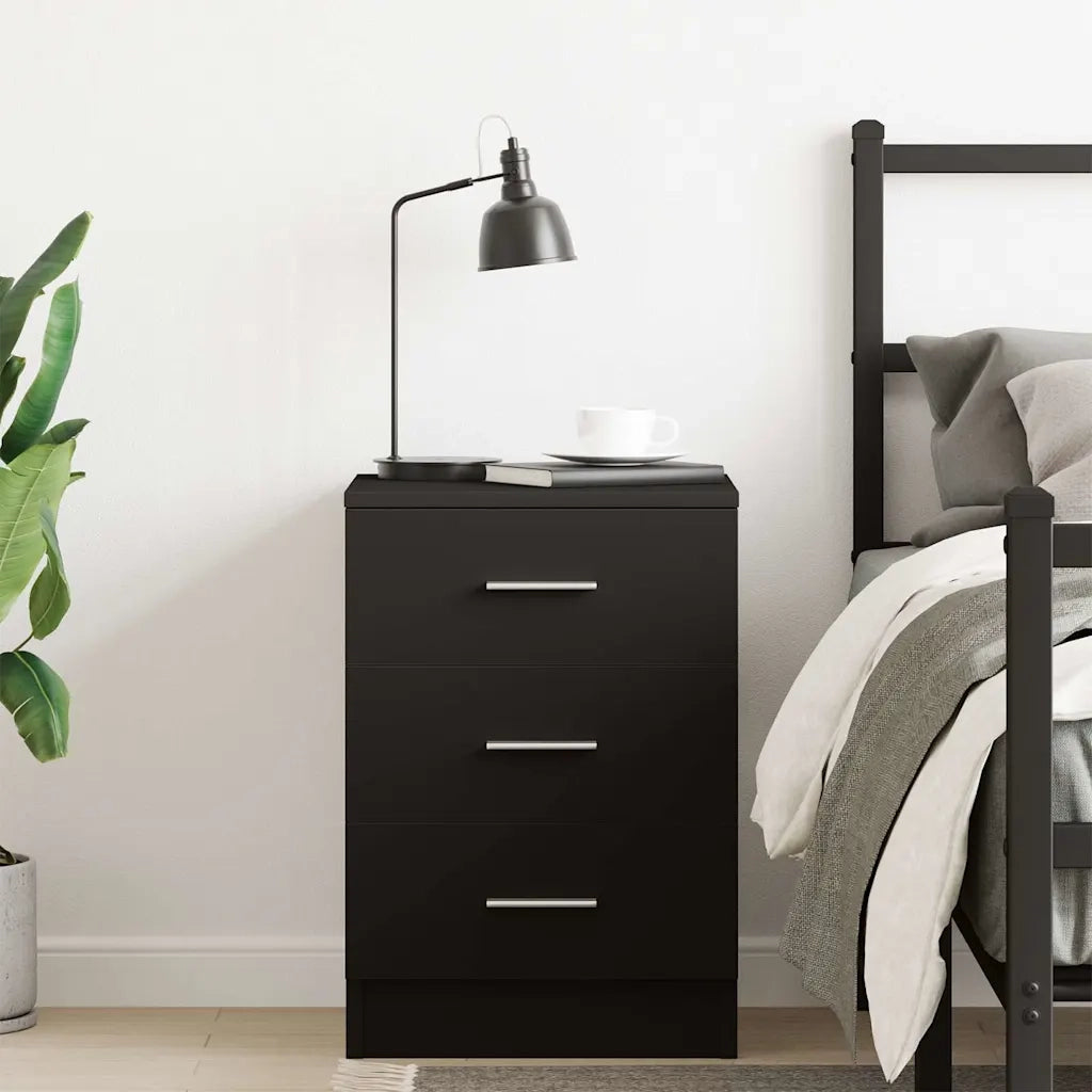 Comodino Nero 38x35x56 cm in Legno Multistrato 800452