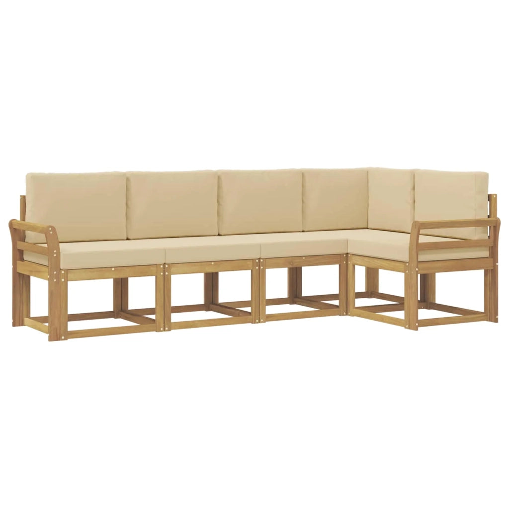 Set di divani da esterno con cuscino 5 pcs Bianco e Beige
