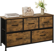 Cassettiera TV - 5 Gocce - Cassettiera da Camera da Letto - Armadio per Abbigliamento - Stile Rustico in Legno di Noce con Nero