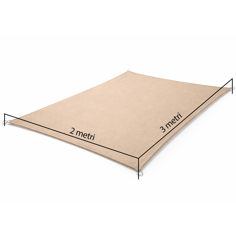 Tenda Vela Parasole 2 x 3 Metri Rettangolare Telo Ombreggiante da Giardino Ecru