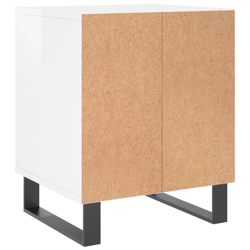 Comodini 2pz-Set di 2 Tavolino da notte Bianco Lucido 40x35x50 cm in Legno Multistrato 141166