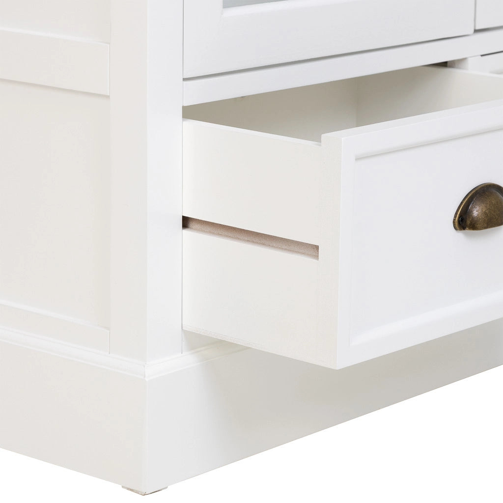 Vetrina in legno bianco con 2 ante e 2 cassetti 94x41x180,5h cm