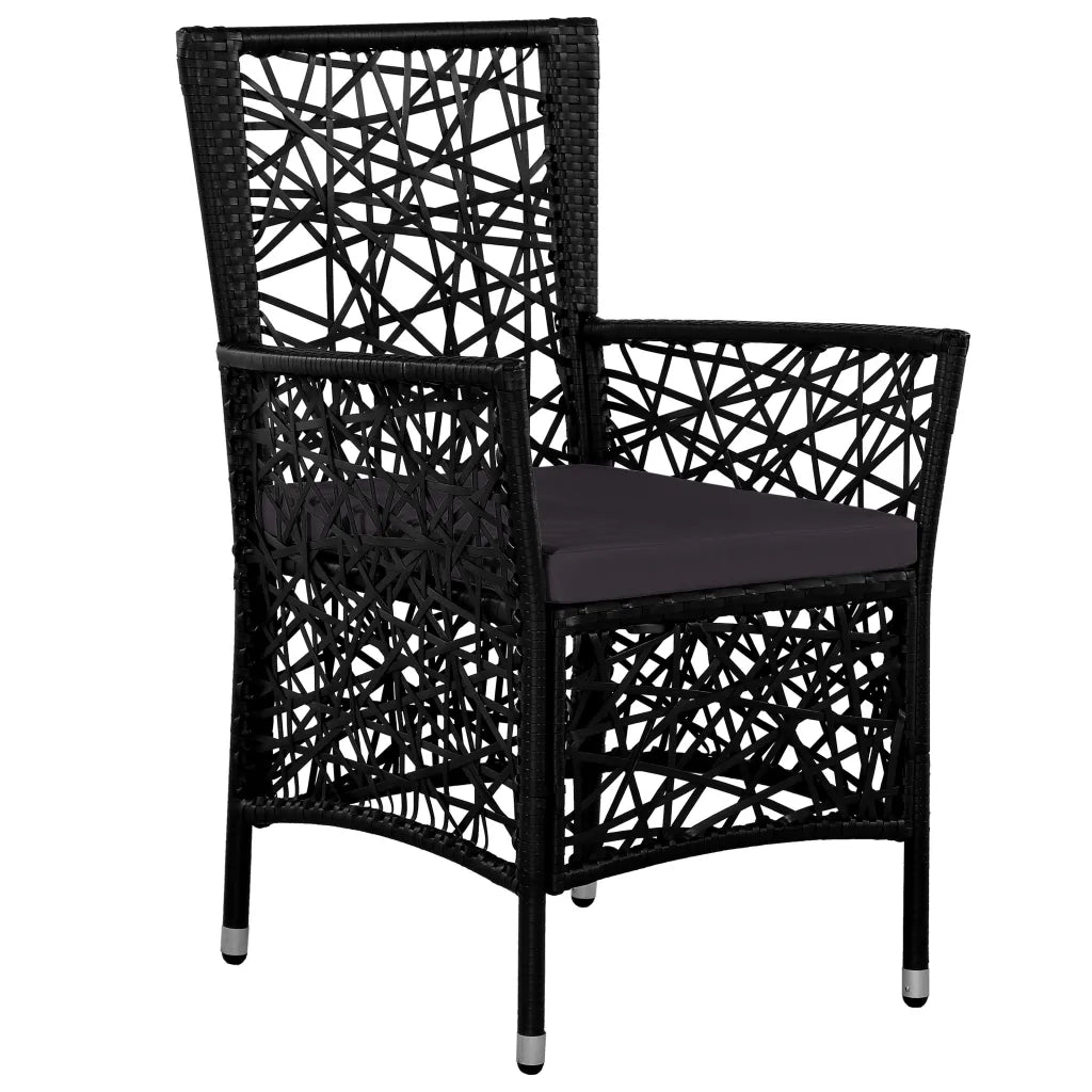 Set da Pranzo da Giardino 7 pz in Polyrattan Nero 44087