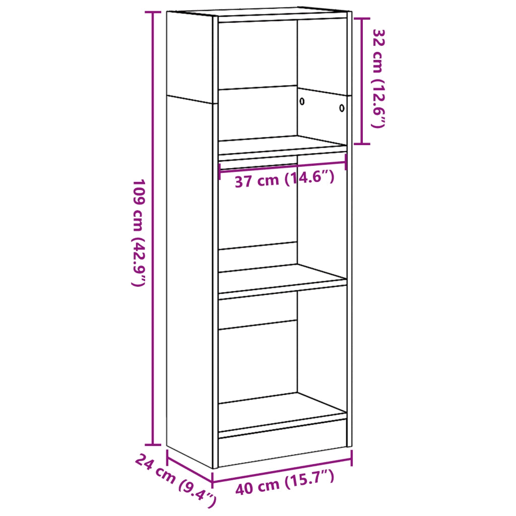 Libreria Grigio Cemento 40x24x109 cm in Truciolato 857777
