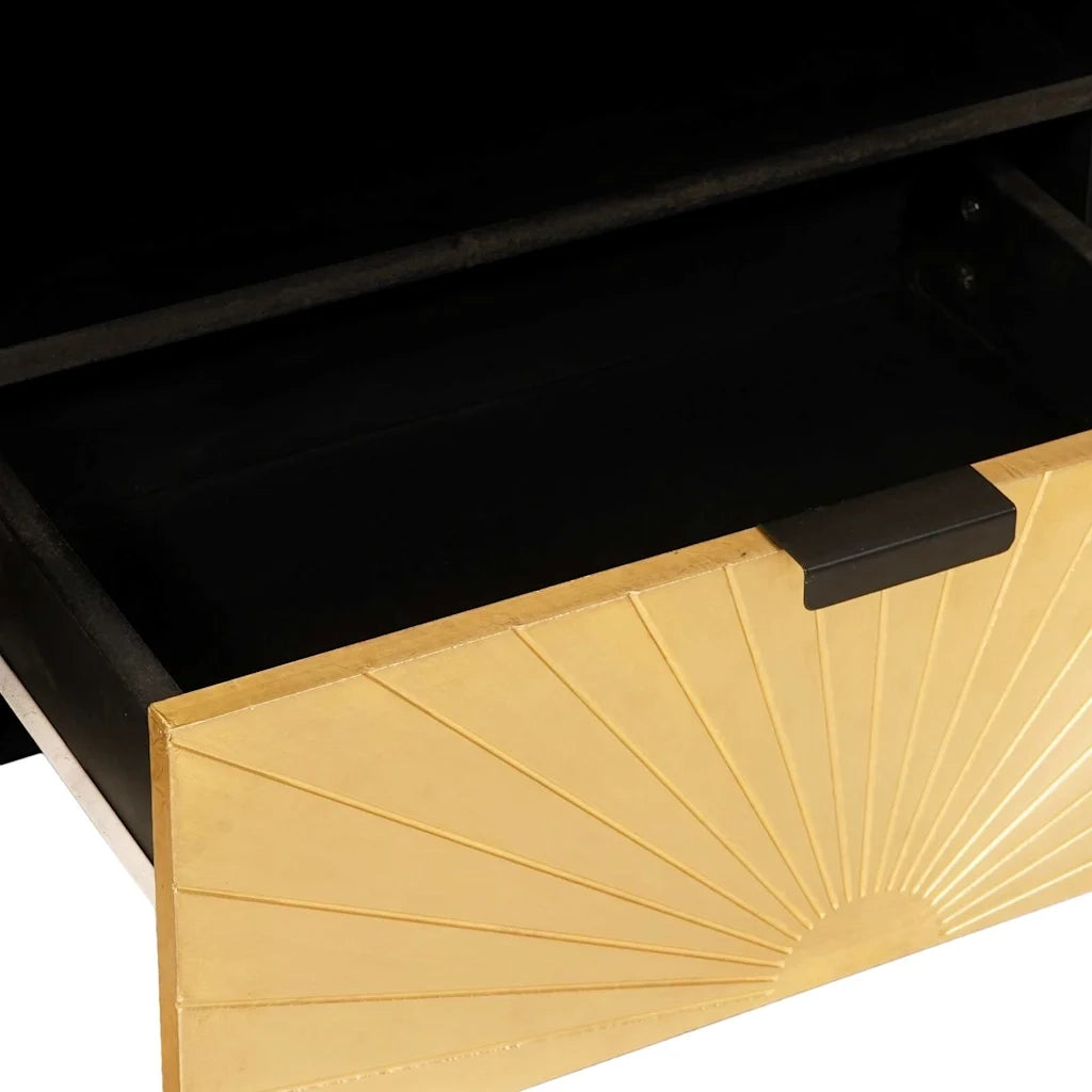 Mobile TV-Credenza per TV-Console TV Nero e Oro 80 x 33 x 46 cm Legno multistrato 192626