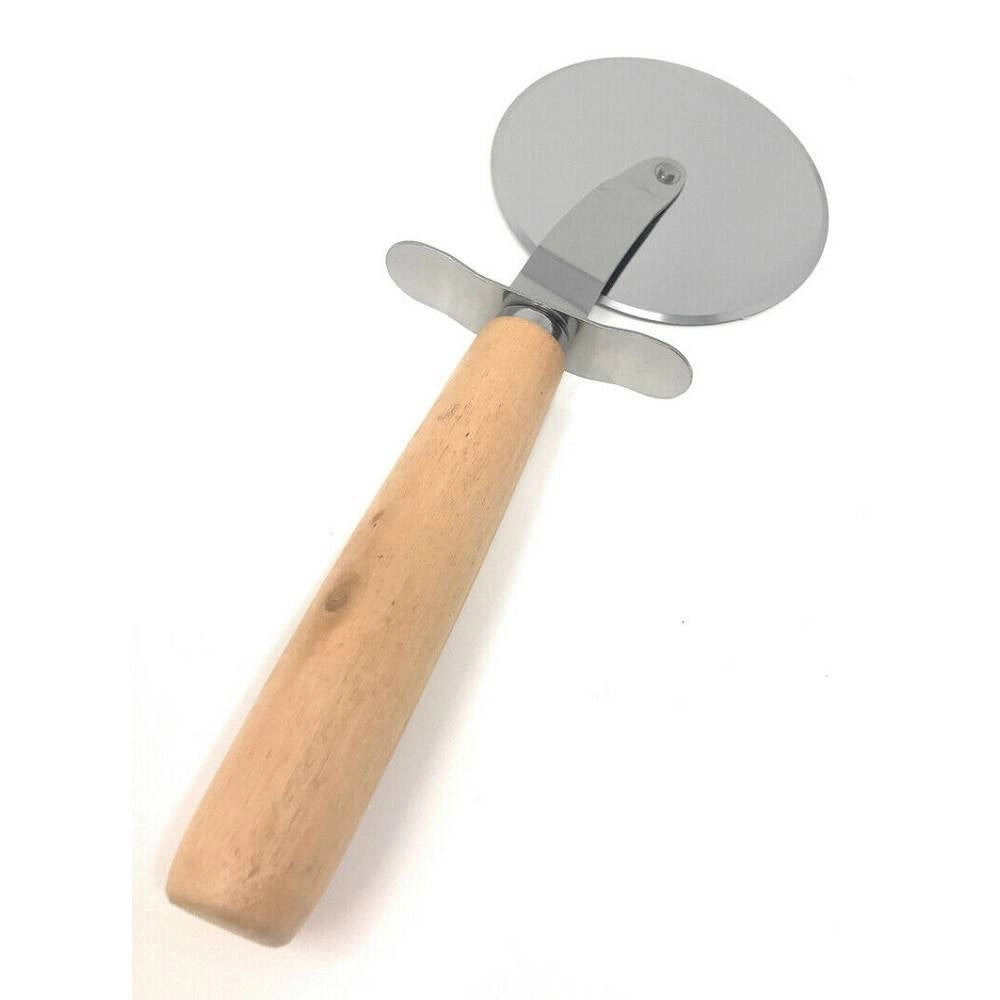 Trade Shop - Rotella Tagliapizza Con Lama Acciaio Manico Legno Coltello Pizza Da Cucina 51033 -