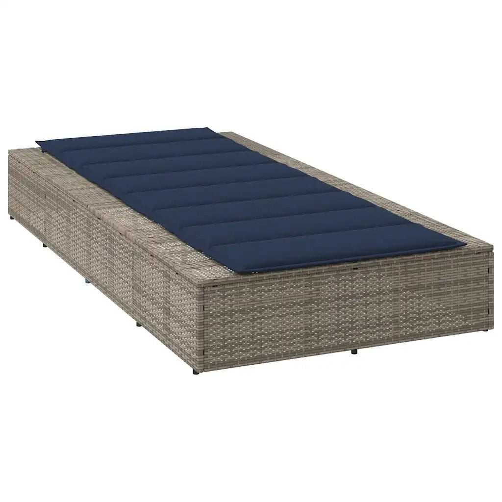 Lettino Prendisole | Sdraio da giardino | Lettino da sole con Cuscino Galleggiante Grigio Polyrattan
