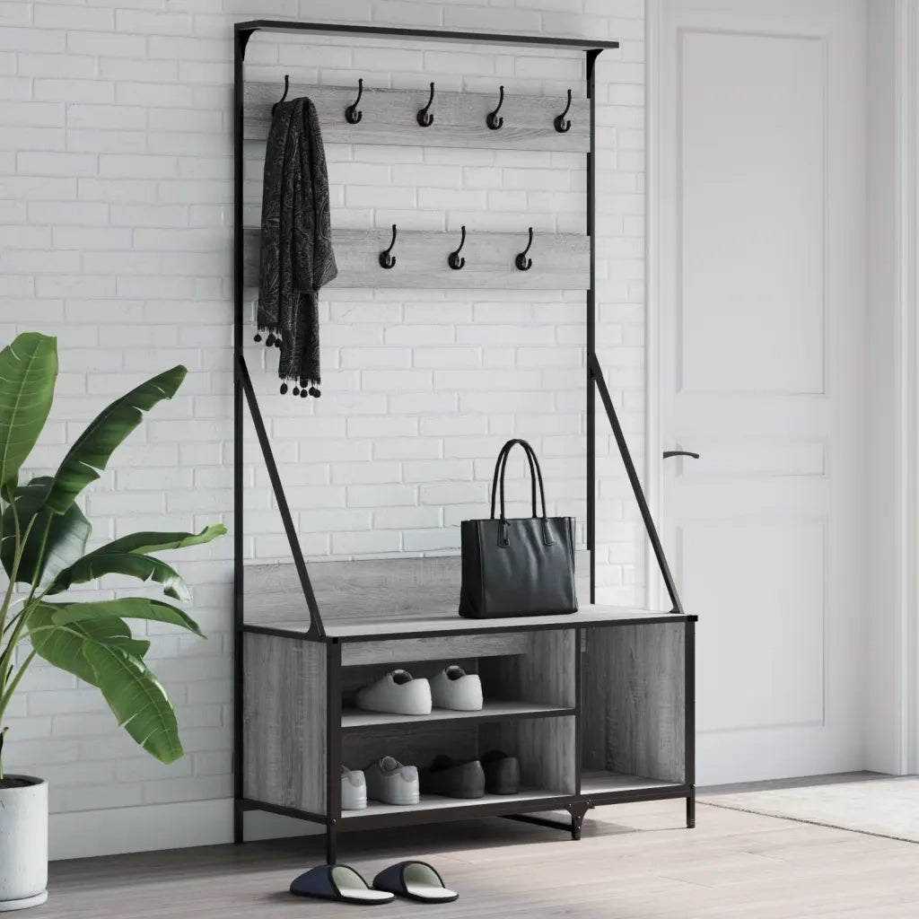 Appendiabiti con Porta Scarpe Grigio Sonoma 100x41x184 cmcod mxl 132311