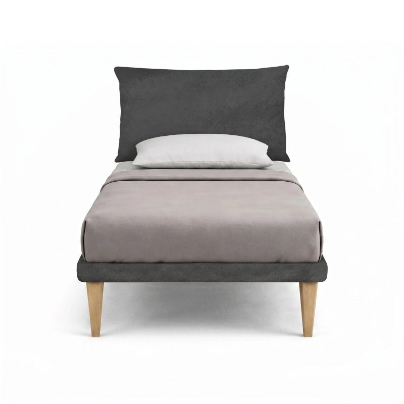 Letto imbottito Singolo 80x200 cm Soft - Con rete,Microfibra,Grigio