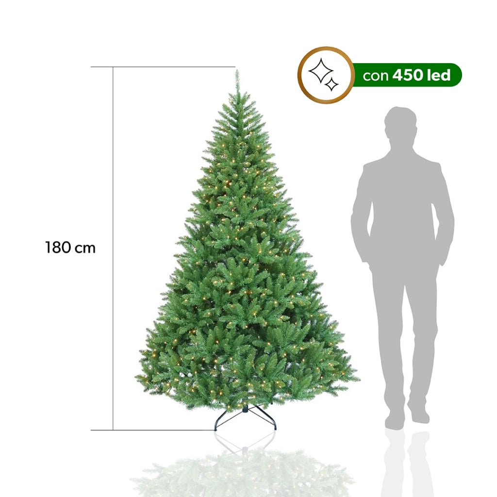 MA MAISON ALBERO DI NATALE CADORE CON LUCI INTEGRATE CM.180 + CON 450 LED COLORE VERDE