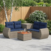 Set di divani 6 pz Grigio e Blu Navy Rattan sintetico e Acciaio 3447519