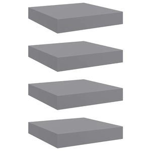 Mensole a Muro 4 pz Grigie 23x23,5x3,8 cm in MDF cod mxl 32883