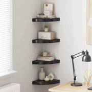 323891  Floating Corner Shelves 4 pcs High Gloss Black 25x25x3,8 cm MDF 323891