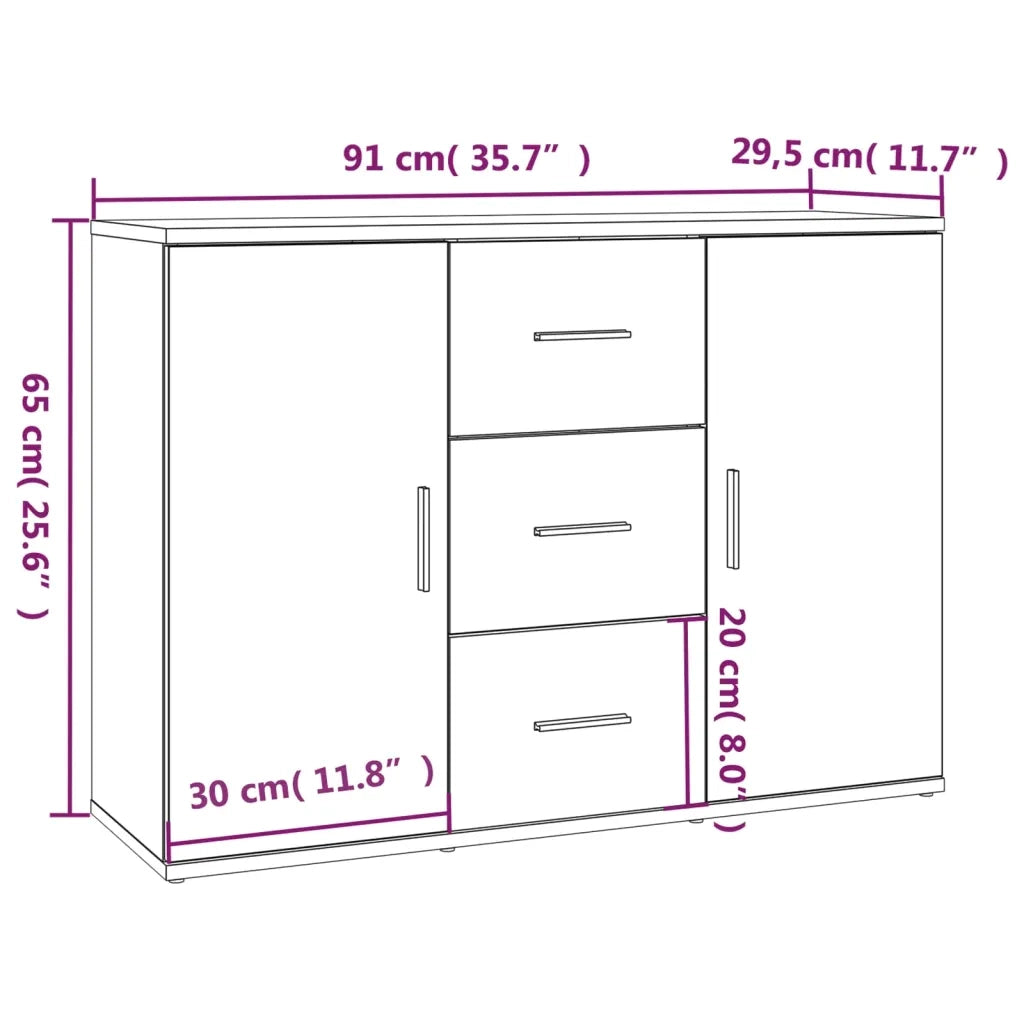 Credenza | Madia | Buffet da pranzo | Armadio da pranzo Bianca 91x29,5x65 cm in Legno Multistrato