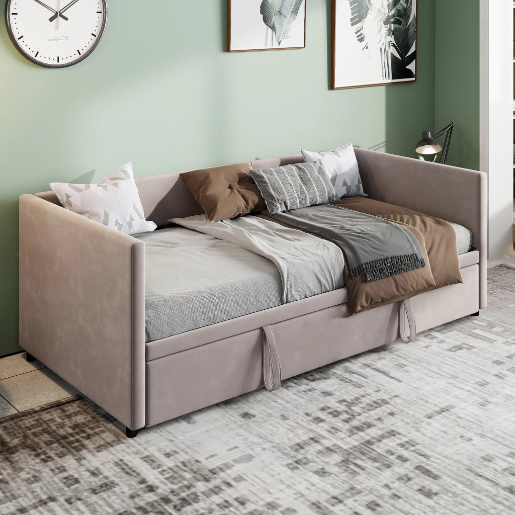 Divano letto in velluto grigio, trasformabile in 3 configurazioni, struttura robusta portata 300kg, divano multifunzione per soggiorno