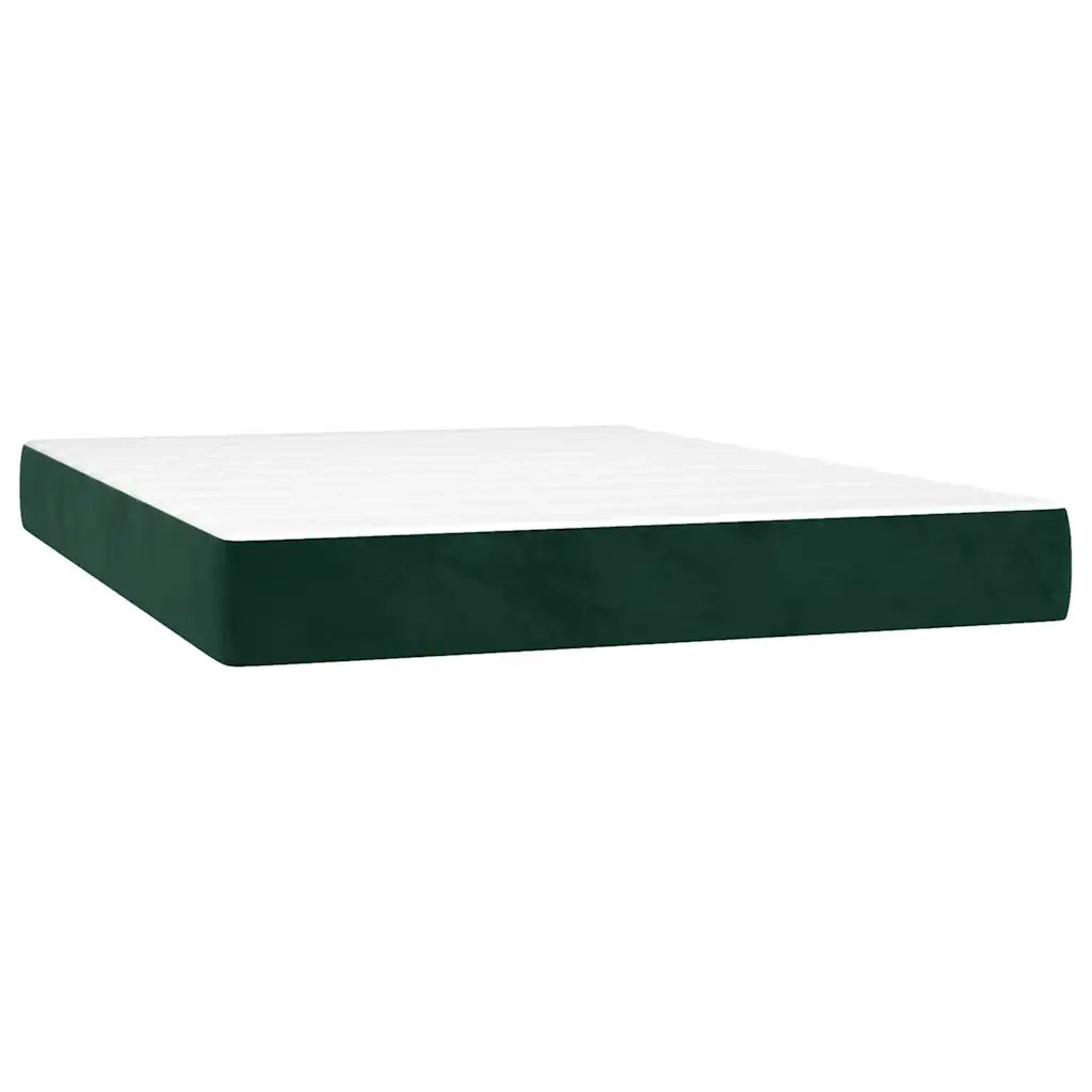 Giroletto a Molle con Materasso Verde Scuro 140x200 cm Velluto 3129276