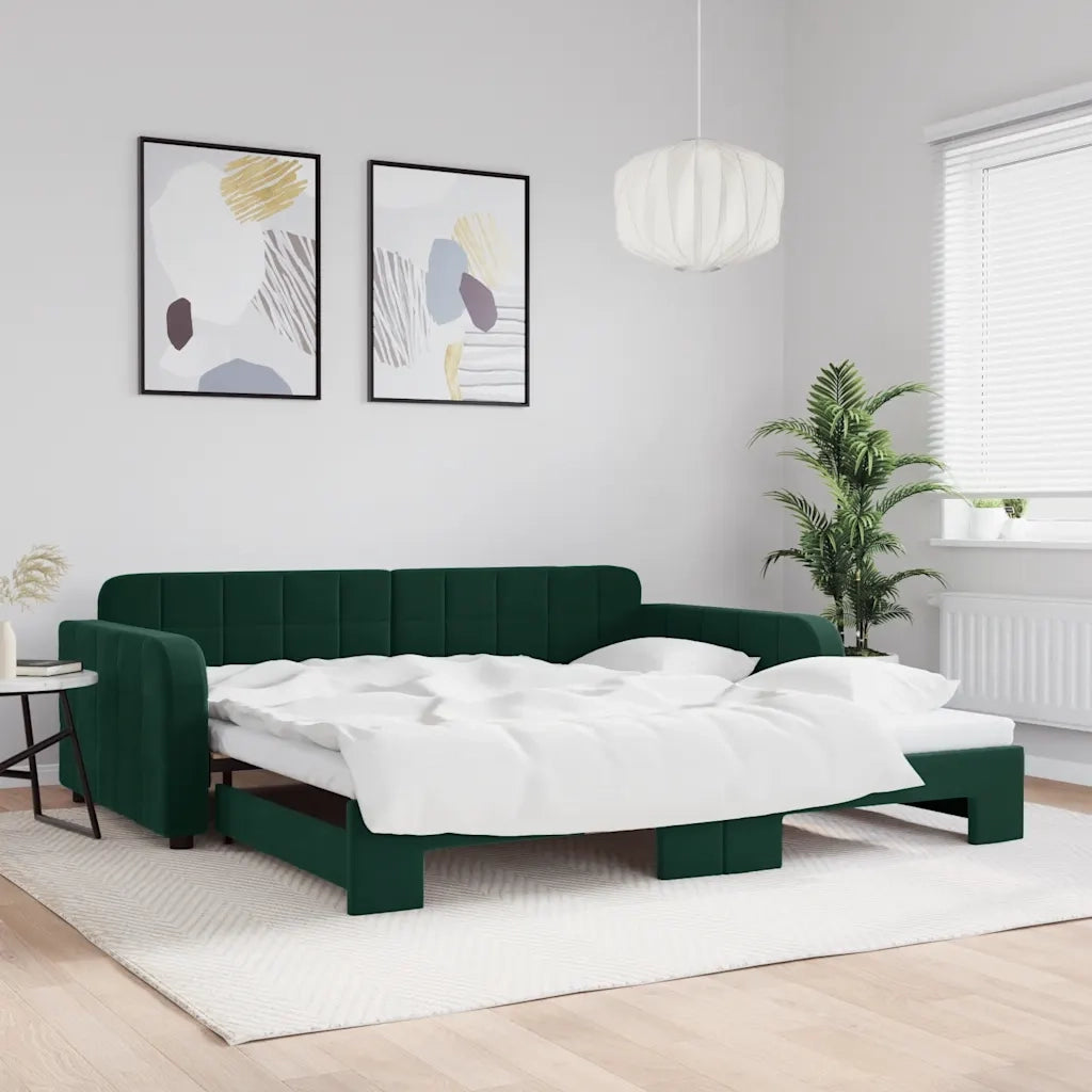 Divano letto | Sof¨¤ letto | Letto singolo Estraibile Verde Scuro 100x200cm Velluto