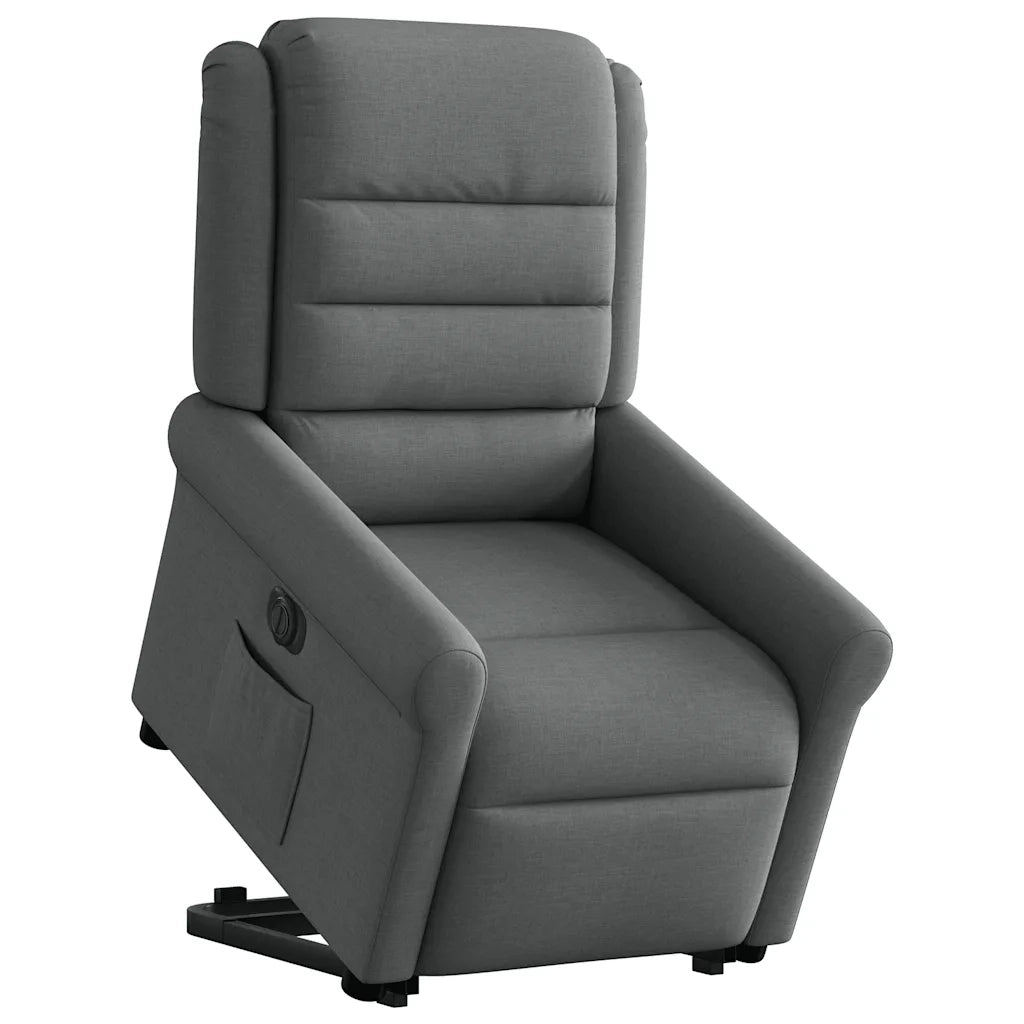 vidaXL Poltrona Alzapersona Reclinabile Elettrica Grigio Scuro Tessuto