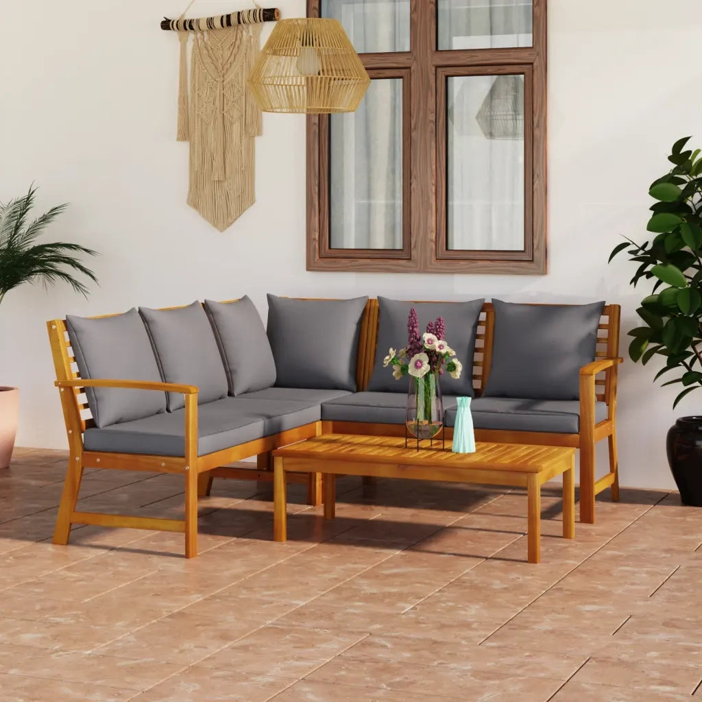Set Divani da Giardino 4 pz con Cuscini in Massello di Acacia cod mxl 48108