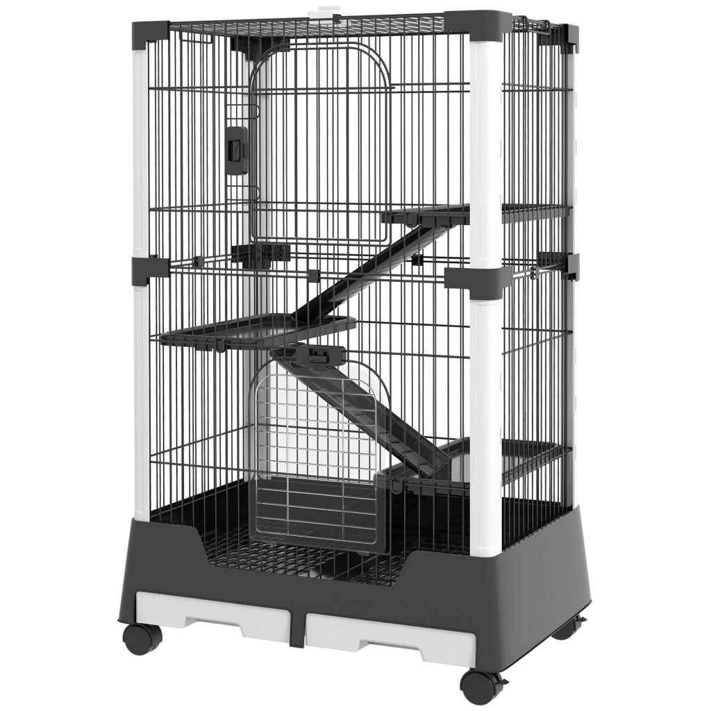 Gabbia per Piccoli Animali con Ruote 114x75x50 cm ¨C zephmum ¨C Grigio