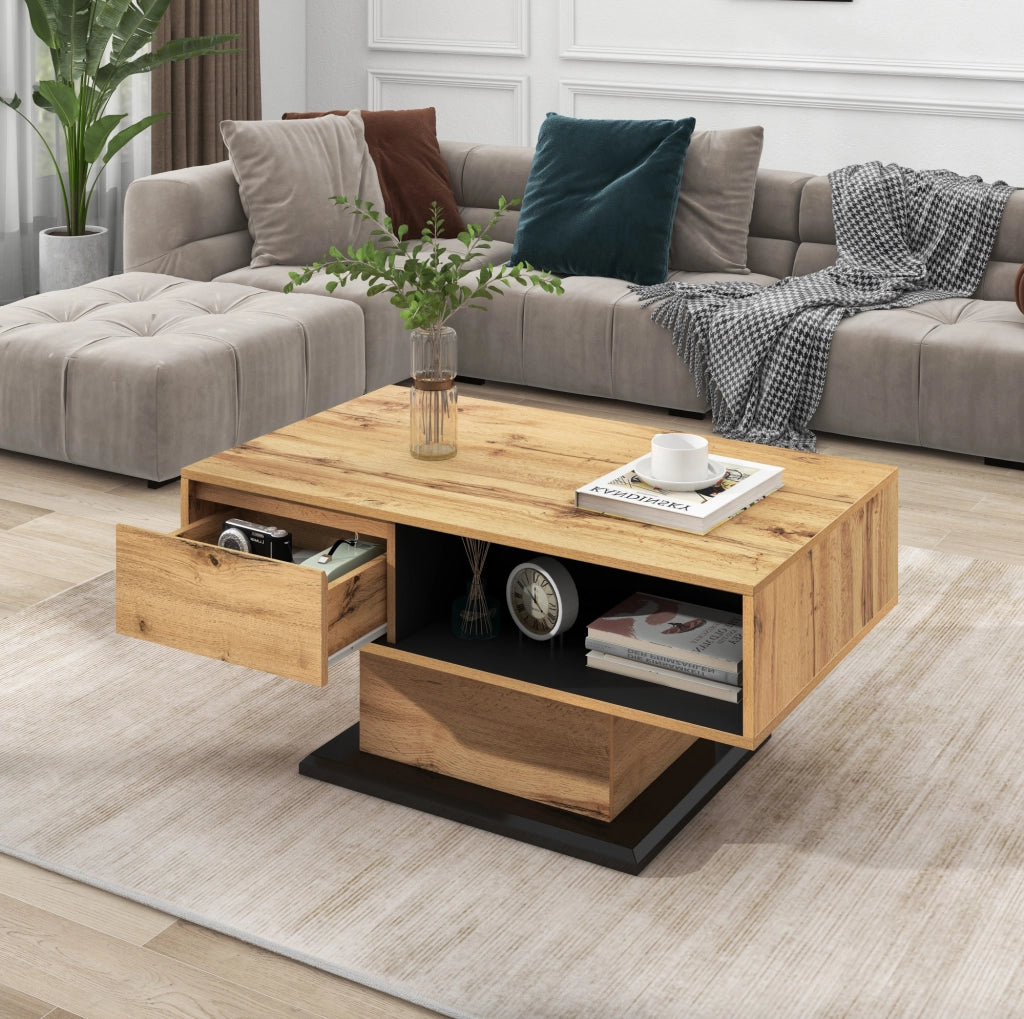 TAVOLO DA CAFFÈ 100x47x60 cm Effetto Quercia Naturale con cassetto