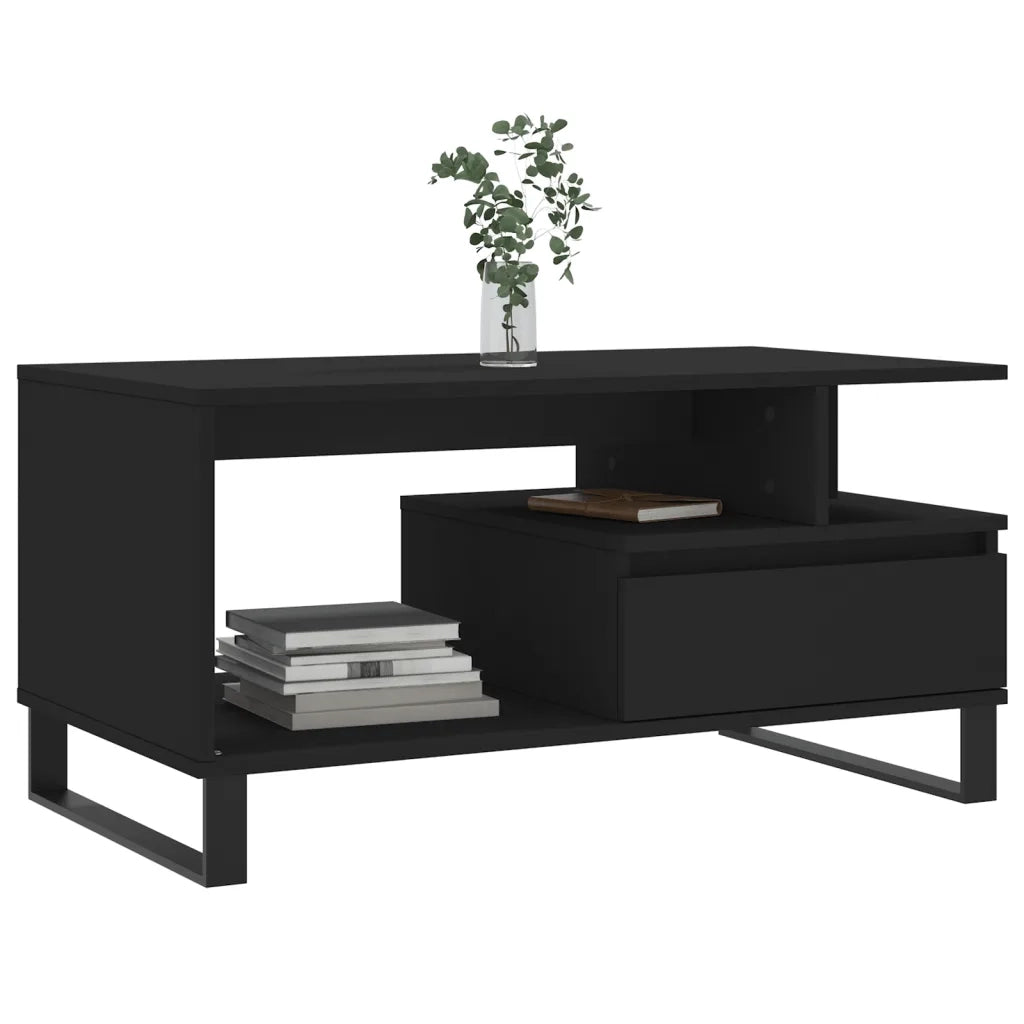 Tavolino da Salotto Nero 90x49x45 cm in Legno Multistratocod mxl 78848