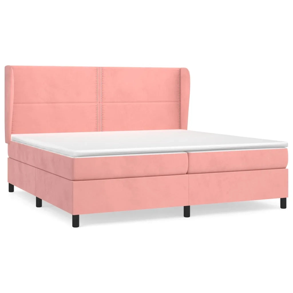 Giroletto a Molle con Materasso Rosa 200x200 cm in Velluto 3129176