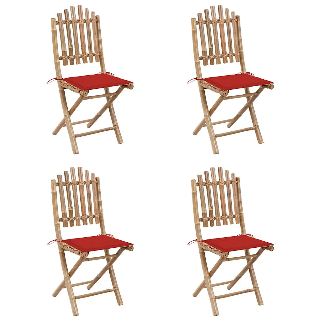 Set da Pranzo da Giardino 5 pz | Set Salotto da Giardino Pieghevole con Cuscini in Bamb¨´