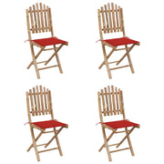 Set da Pranzo da Giardino 5 pz | Set Salotto da Giardino Pieghevole con Cuscini in Bamb¨´