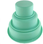 Set di 3 Forme per Torta in Silicone - Forme Ronde per Torta - Verde - Resistenti al Lavastoviglie - Resistenti al Calore - 100% Sicuri per l'Alimentazione