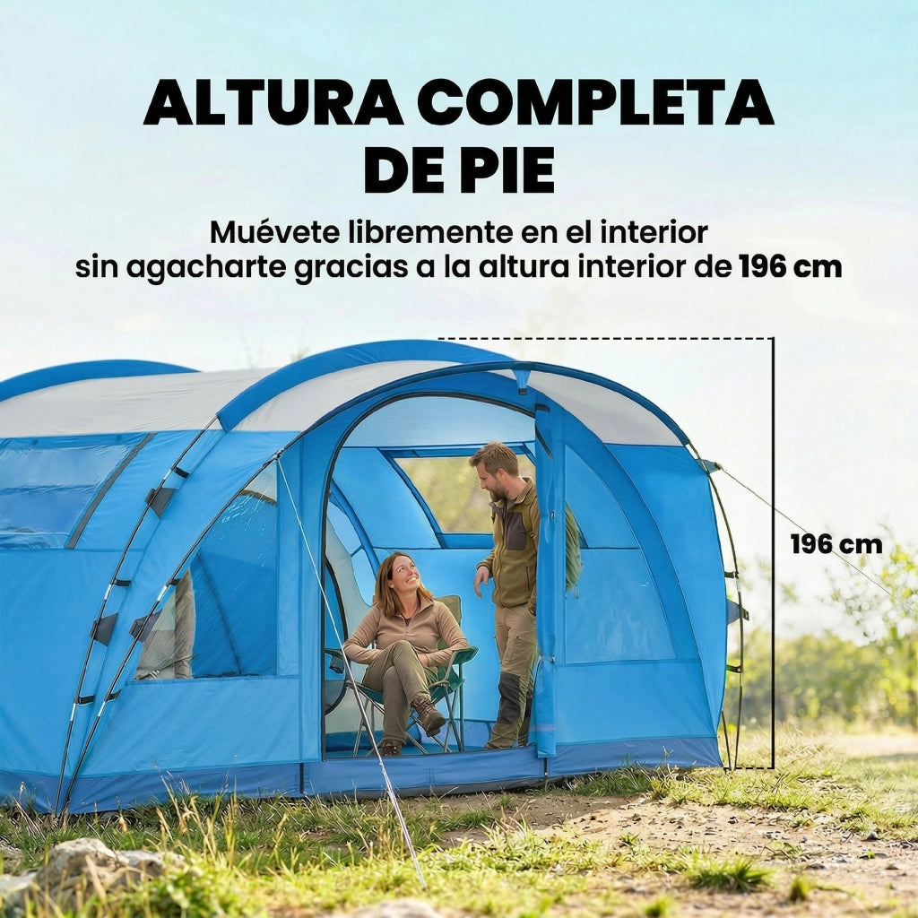 Tenda da campeggio tunnel 5 posti 3 stanze 4 finestre ¨C zephmum ¨C impermeabile