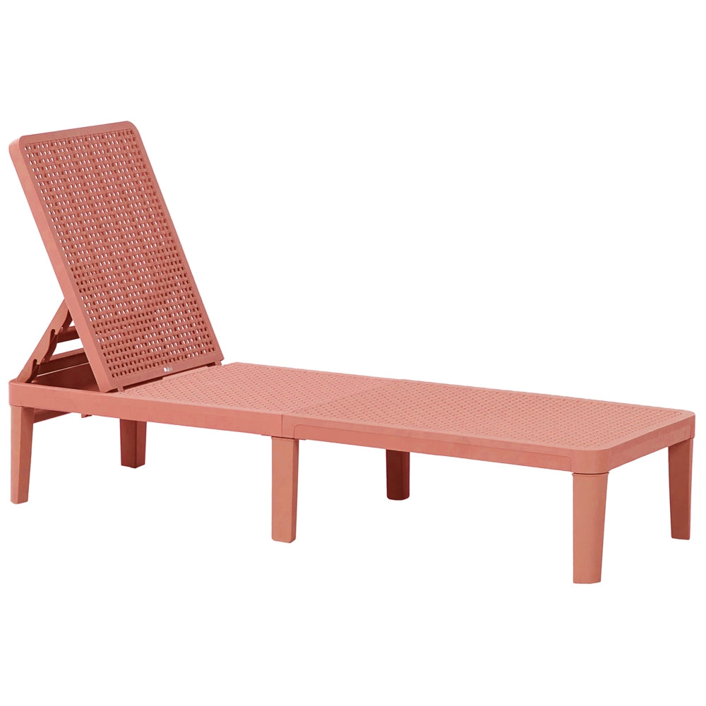 Sdraio da giardino rosso Materiale sintetico Reclinabile Moderno Schienale regolabile Resistente alla ruggine Senza braccioli