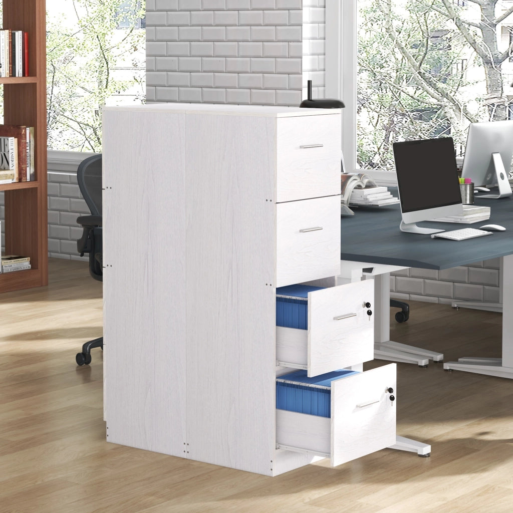 Armadio a 4 Cassetti con Serrature ¨C Zephmum ¨C Legno 40x42x131 Bianco