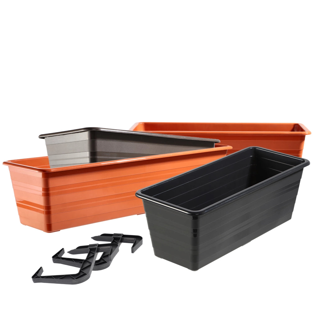 KADAX Vaso da fiori per balcone, grande, 60 cm, confezione da 6 pezzi, supporto per fiori