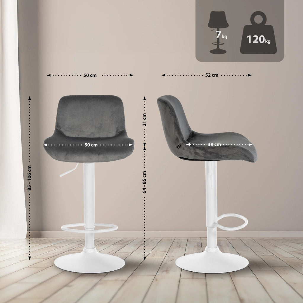 Set di 2 sgabelli da bar Solon velluto bianco 5
