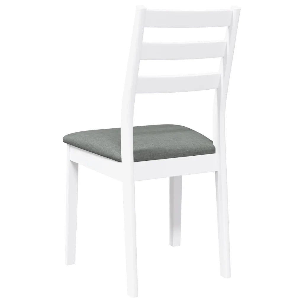Sedie da Pranzo con Cuscini 2 pz Bianco Legno Massello di Hevea