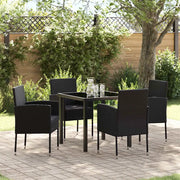 Set da Pranzo per Giardino con cuscino 5 pcs Nero polyrattan 3380065