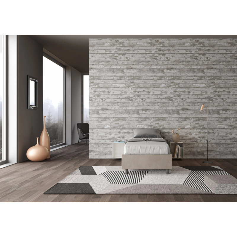 Letto Sommier imbottito Singolo 80x210 cm Azelia - Contenitore,Microfibra,Sabbia