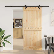Porta scorrevole NARVIK Naturale e Nero 90 x 210 cm (213,5 cm)