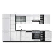 Cucina componibile Fame-Line Bianco lucido/Antracite 355 cm, PL Marmo Vicco