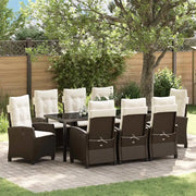 Set da Pranzo per Giardino con cuscino 9 pcs Marrone polyrattan 3380385