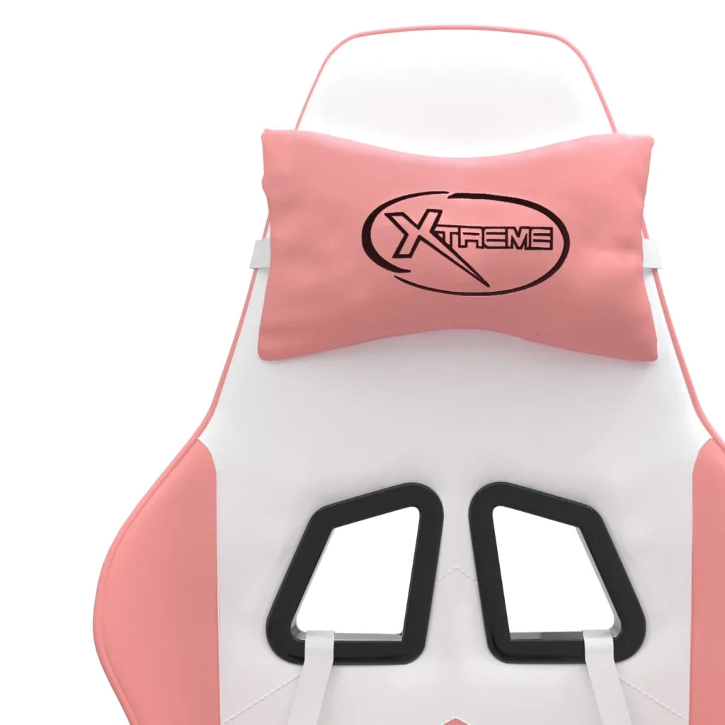 Sedia da Gaming | Sedia da e-sports Girevole Bianco e Rosa in Similpelle