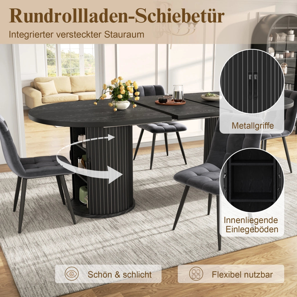 TAVOLO ALLUNGABILE 150-190x80x75 cm Nero in MDF con vano portaoggetti
