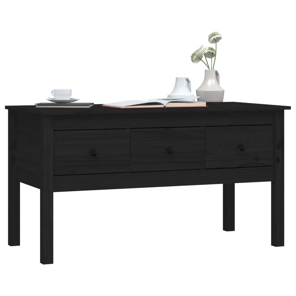 Tavolino da Salotto Nero 102x49x55 cm in Legno Massello di Pino cod mxl 27934