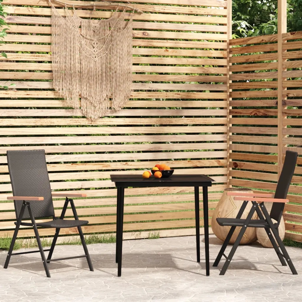 Set Mobili da Pranzo per Giardino 3 pz Nero 3099119