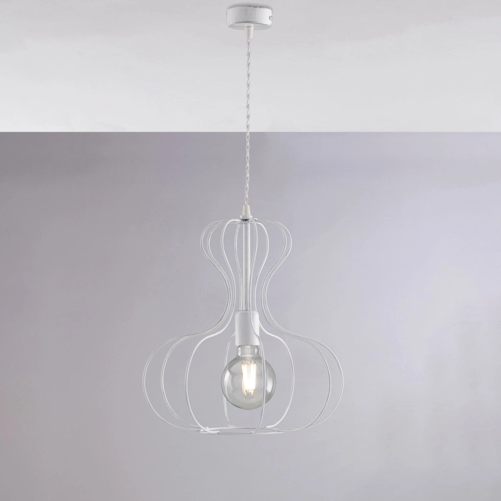 Sospensione Industrial Titty 1 Luce Ferro Laccato Bianco E Argento