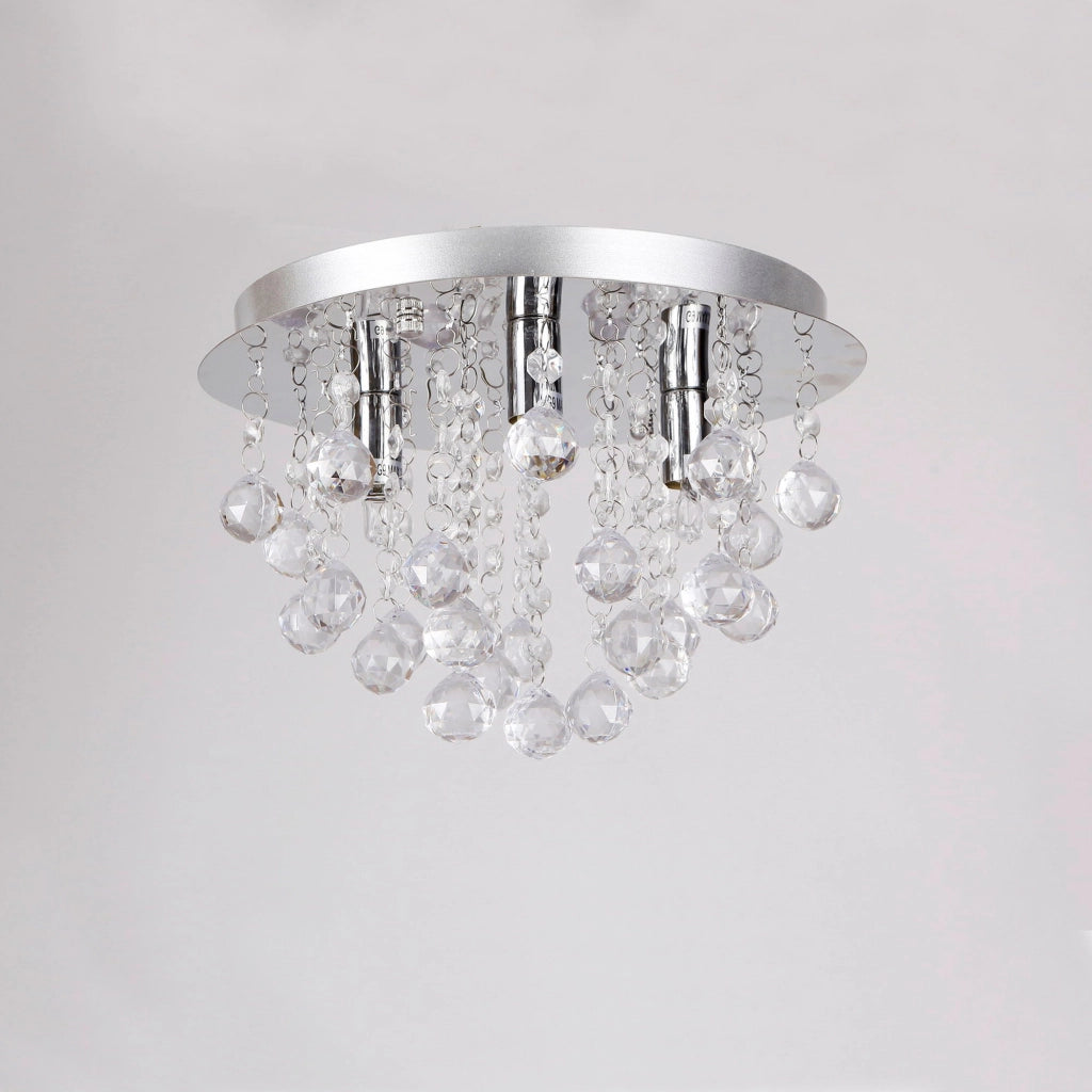 Plafoniera Rotonda Trio con 3 Fonti Luce e Cristalli Artificiali - Cromo/Argento lux.pro