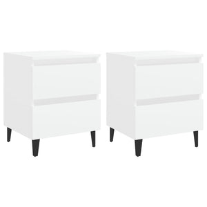Comodini 2 pz Bianco Lucido 40x35x50 cm in Legno Multistrato cod mxl 31153